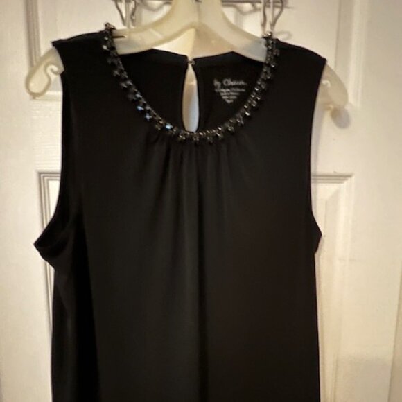 Chico's Women's Top, Black with beaded neckline, size 2 - Picture 1 of 3